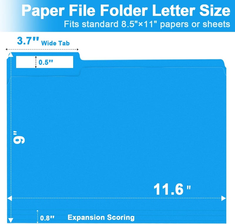 RAZCC File Folder, 200 Pack 1/3 Cut Tab Colored Folders, Colored File Folder Letter Size for Office Classroom Use, Folders with Tabs Assorted 5 Colors - Image 2